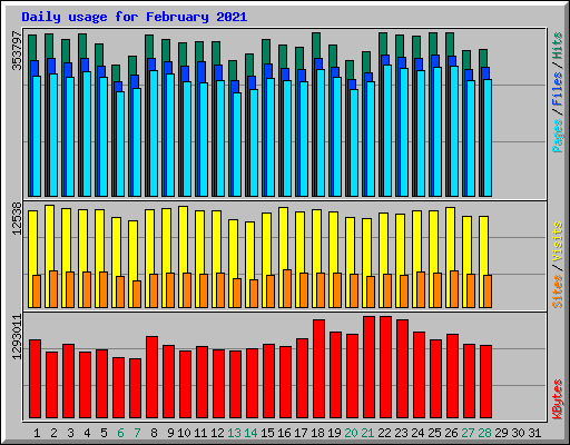 Daily usage for February 2021