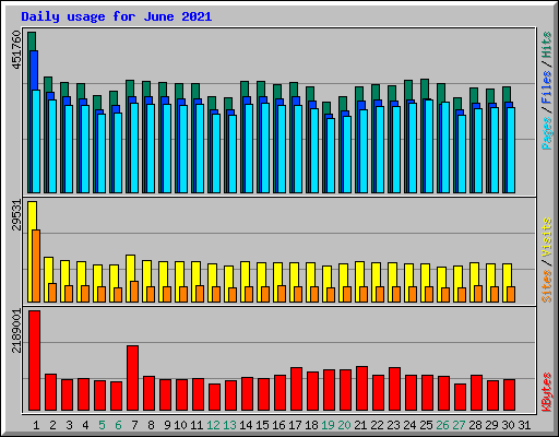 Daily usage for June 2021