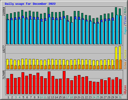 Daily usage for December 2022