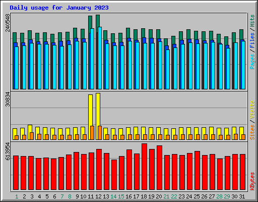 Daily usage for January 2023