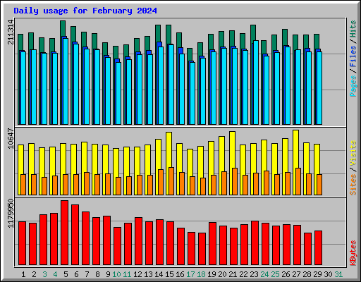 Daily usage for February 2024