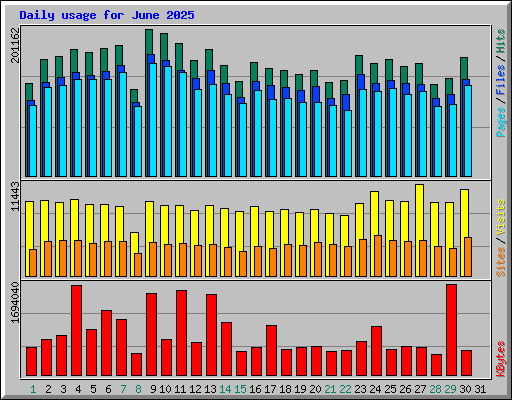 Daily usage for June 2025