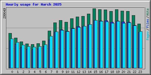 Hourly usage for March 2025
